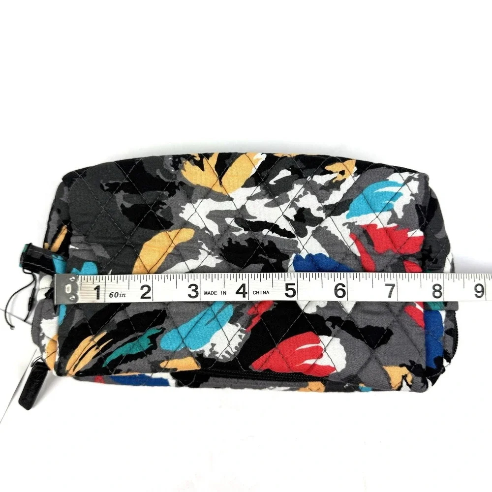 Vera Bradley Medium Cosmetic‎ Bag Splash Floral Black Travel Quilted Brand New